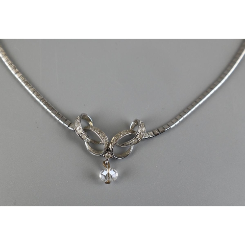 107 - Silver diamante and crystal necklace