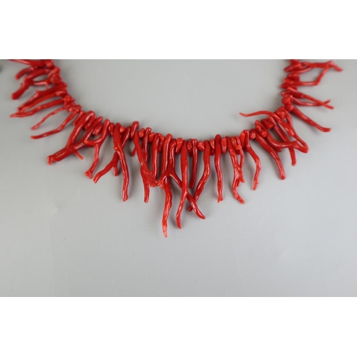 126 - Vintage coral necklace and a Lapis necklace with a silver clasp