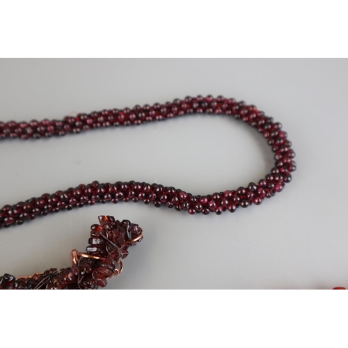 127 - 2 garnet necklaces and 2 carnelian necklaces