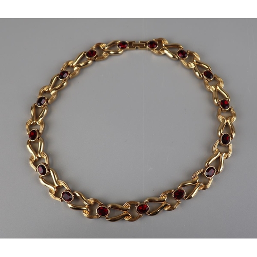 128 - Vintage gilt and red stone necklaces (possible Henkel Grosse)