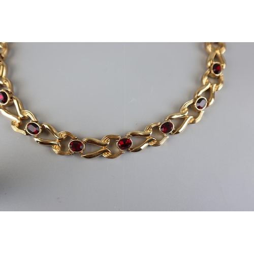 128 - Vintage gilt and red stone necklaces (possible Henkel Grosse)