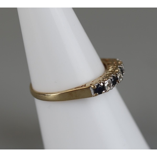 13 - Gold ½ hoop diamond and sapphire ring - Approx size O½