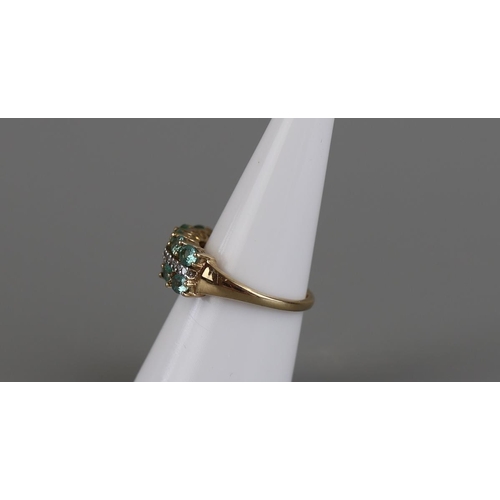 140 - Gold green apetite and diamond ring - Size O