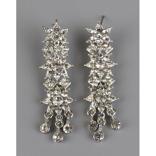 151 - Pair of diamanté costume earrings