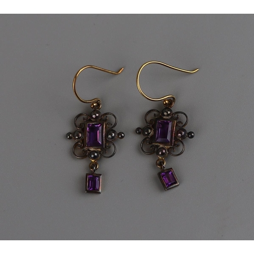 158 - Pair of amethyst drop earrings