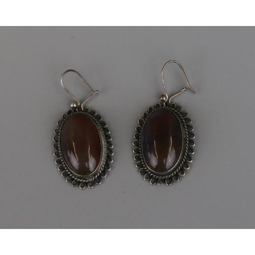 159 - Pair of moss agate earrings