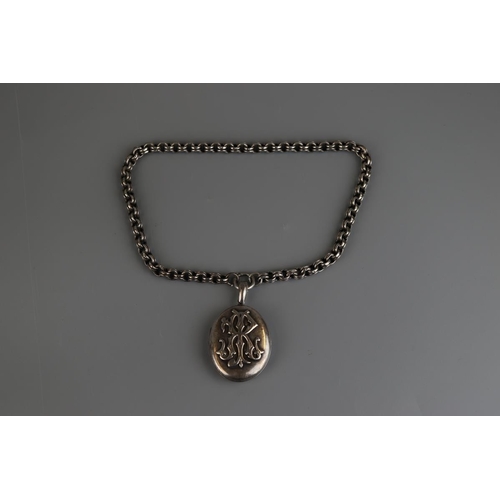 162 - Victorian silver locket on chain, unmarked