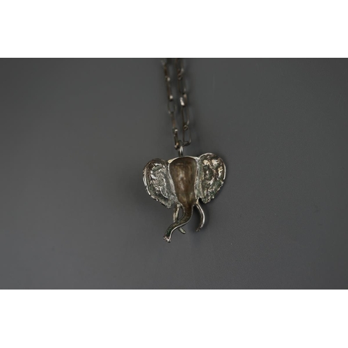 167 - Silver elephant pendant on chain