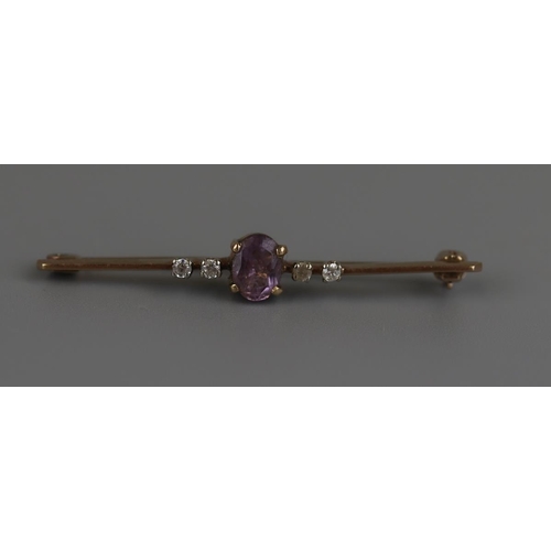 170 - Victorian gold amethyst bar brooch