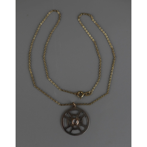 178 - Silver & gold moonstone pendant on silver gilt chain