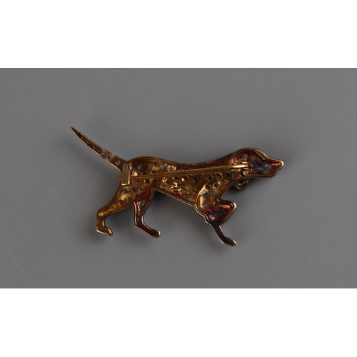 181 - Opal & diamond hound dog brooch