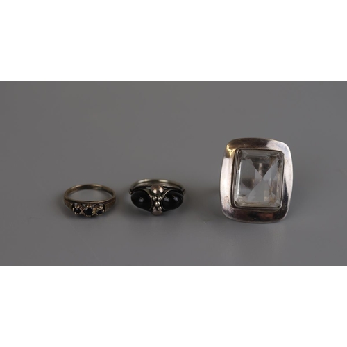 184 - 3 silver stone set rings