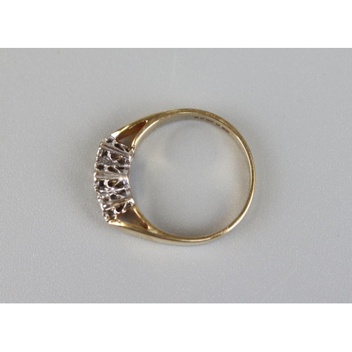 2 - Gold 3 stone diamond ring - Approx size M