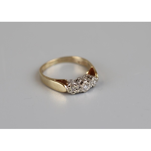 2 - Gold 3 stone diamond ring - Approx size M