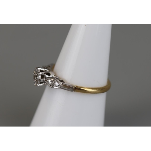 24 - 18ct gold platinum set diamond solitaire ring - Approx size N½