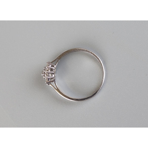 32 - White gold diamond cluster ring - Approx size N