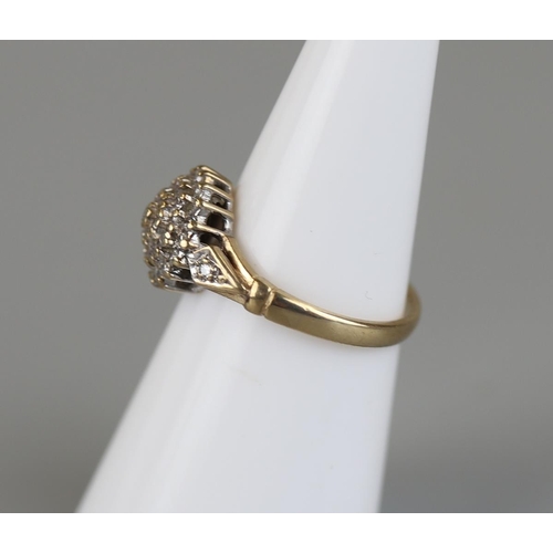 40 - Gold diamond cluster ring - Approx size K½