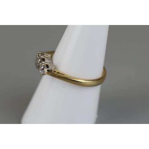 50 - 18ct gold 3 stone platinum set diamond ring - Approx size N½