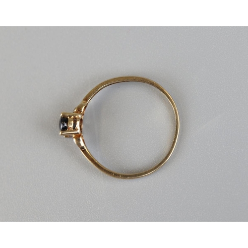 56 - Gold sapphire set ring - Approx size O