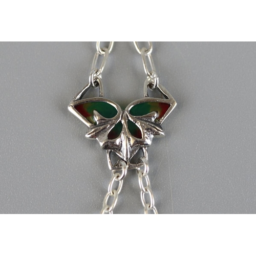 64 - Silver & enamel fairy pendant on chain