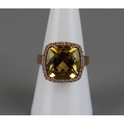 66 - 18ct gold citrine & diamond ring - Approx size N½