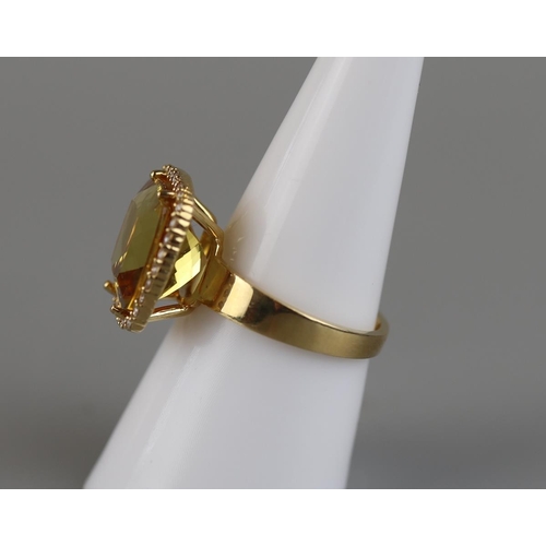 66 - 18ct gold citrine & diamond ring - Approx size N½