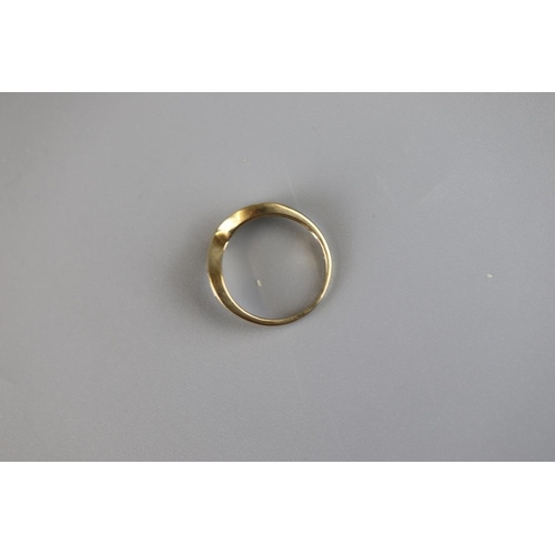 69 - Gold channel set diamond wishbone ring - Approx size M