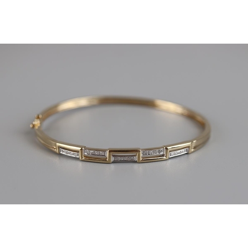 71 - Gold diamond set bangle - Approx 8g