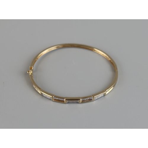 71 - Gold diamond set bangle - Approx 8g