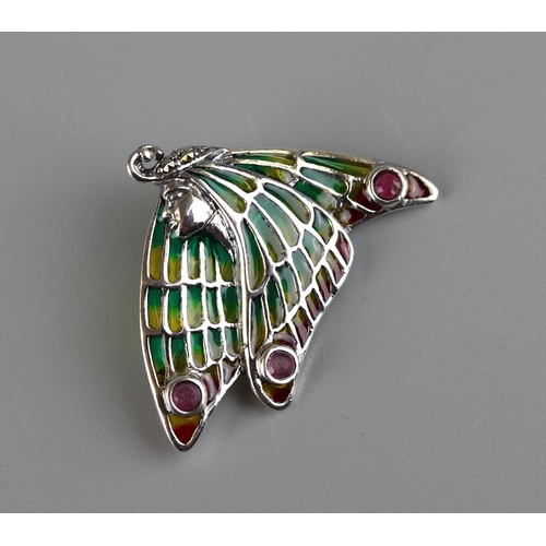 72 - Silver enamel & ruby pendant