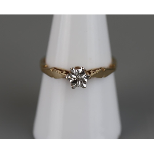 74 - Gold diamond solitaire ring - Approx size P½