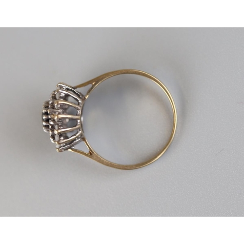 8 - Gold diamond and sapphire ring - Approx size M½