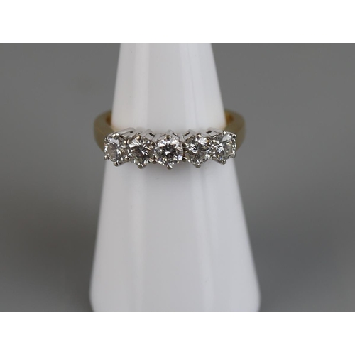 84 - 18ct gold 5 stone platinum set diamond ring - Approx size L