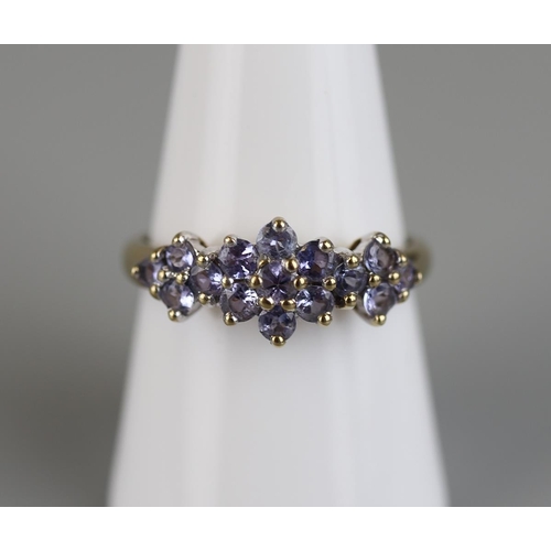 85 - Gold tanzanite set ring - Approx size O