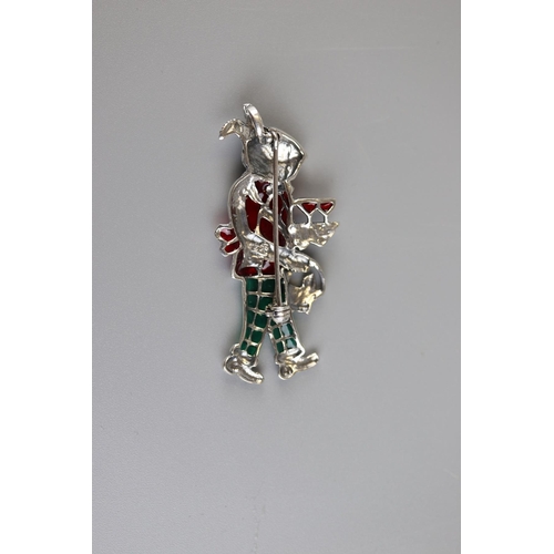 86 - Silver enamel & marcasite rabbit brooch