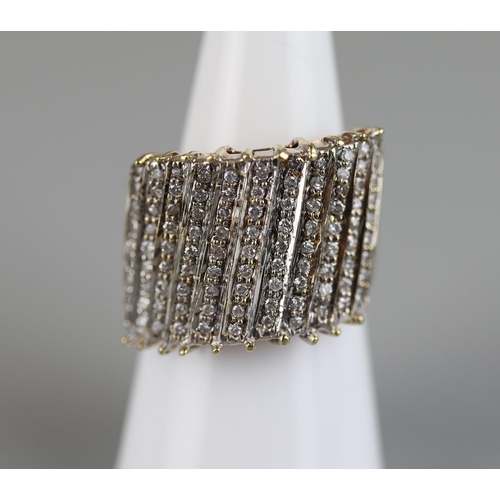 87 - Heavy gold diamond encrusted ring - Approx size N