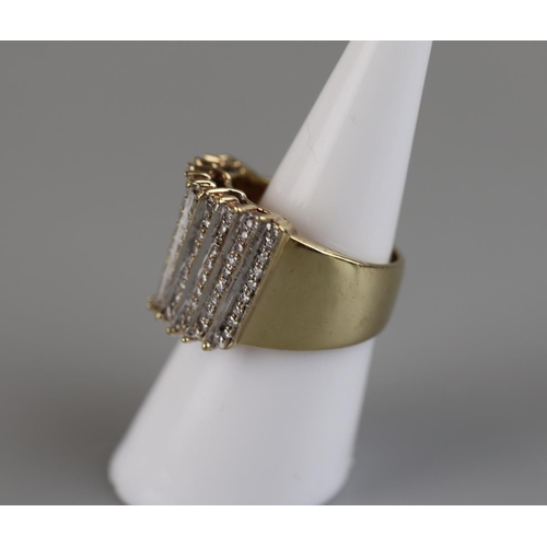 87 - Heavy gold diamond encrusted ring - Approx size N