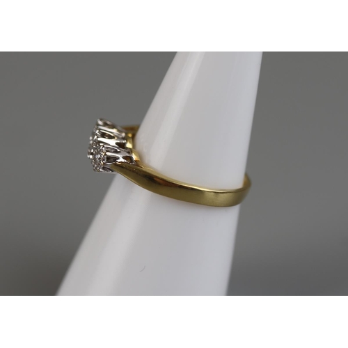 89 - 18ct gold 3 stone platinum set diamond ring - Approx size L