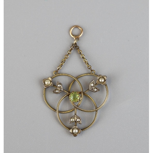 9 - Victorian peridot & pearl pendant