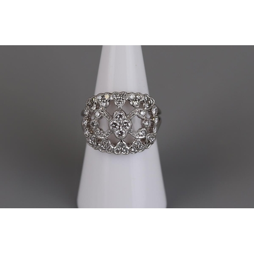 92 - Platinum & diamond set ring - Approx size M