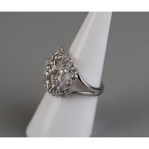 92 - Platinum & diamond set ring - Approx size M