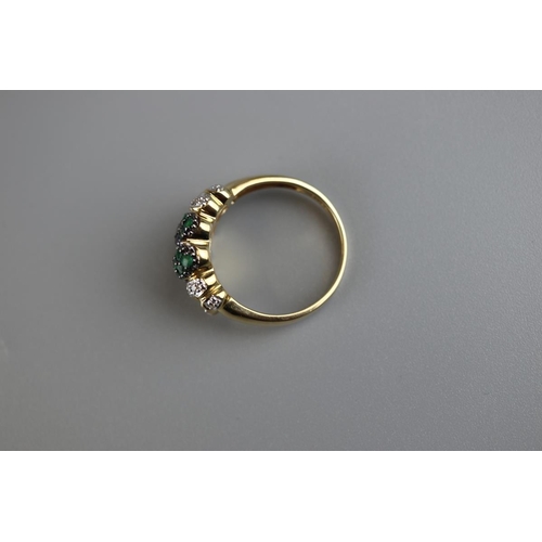 94 - 18ct gold sapphire, emerald & diamond ring - Approx size S