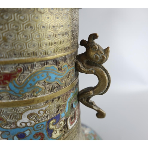 121 - Cloisonné vase adorned with dragons - Approx. H: 30cm