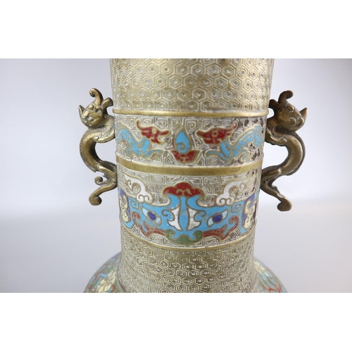 121 - Cloisonné vase adorned with dragons - Approx. H: 30cm