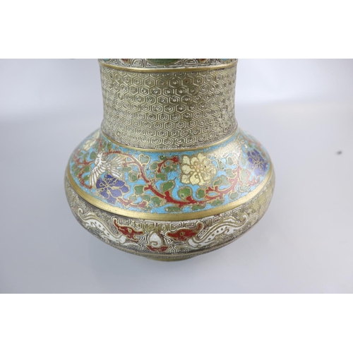 121 - Cloisonné vase adorned with dragons - Approx. H: 30cm