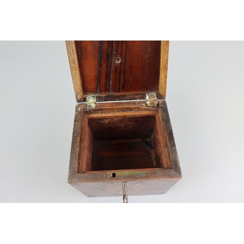 132 - Small antique burr walnut inlaid tea caddy