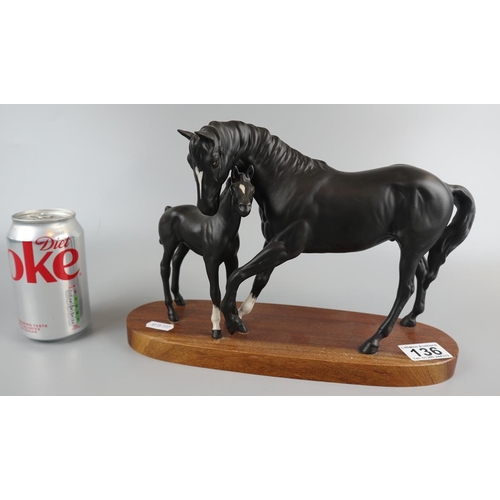 136 - Black Beauty & foal figurine, possibly Beswick