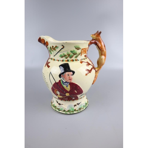 140 - 2 Crown Devon musical jugs and two character tankards