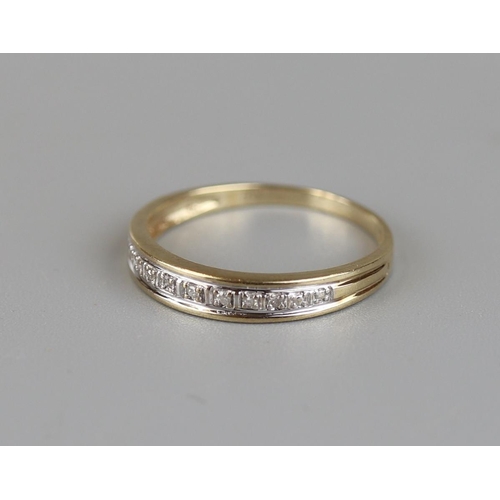 40 - Gold ½ hoop diamond set ring - Approx size N½