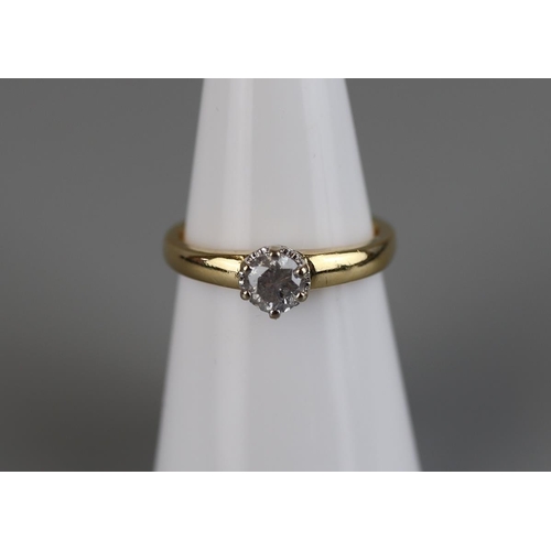 47 - 18ct gold diamond solitaire ring - Approx size L